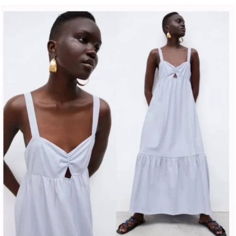 ZARA pale blue cut out maxi dress, size Medium